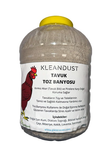 Kleandust Bit Kırmızı Akar Pire Tozu Kanatlı (Tavuk, Güvercin, Vb.) Toz Banyosu 4 KG