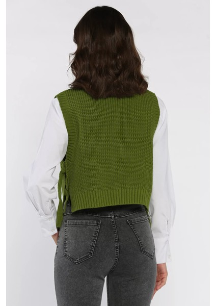 Yan Bağlamalı Incili Triko Süveter (S-M-L-Xl Uyumludur) P-00017994 modelleri