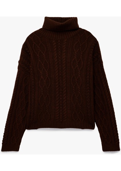 Uzun Kollu Balıkçı Yaka Saç Örgü Oversize Kazak modelleri