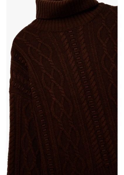 Uzun Kollu Balıkçı Yaka Saç Örgü Oversize Kazak indirimleri