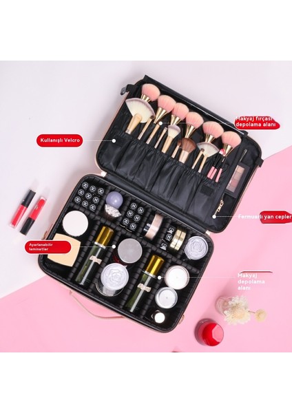 Kadınlar Için Hazırlama Çantası, Dava Taşınabilir Büyük Kapasitet, Pu Tırnak Sanatı, Embroider, Makyaj Sanatçısı ve Makyaj Deposu Çantası (Yurt Dışından) indirimleri