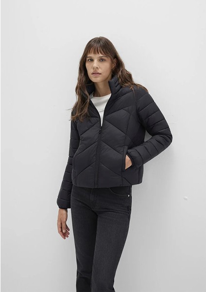 Dik Yaka Siyah Şişme Mont 110698-900