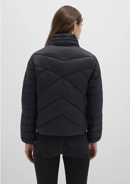 Dik Yaka Siyah Şişme Mont 110698-900