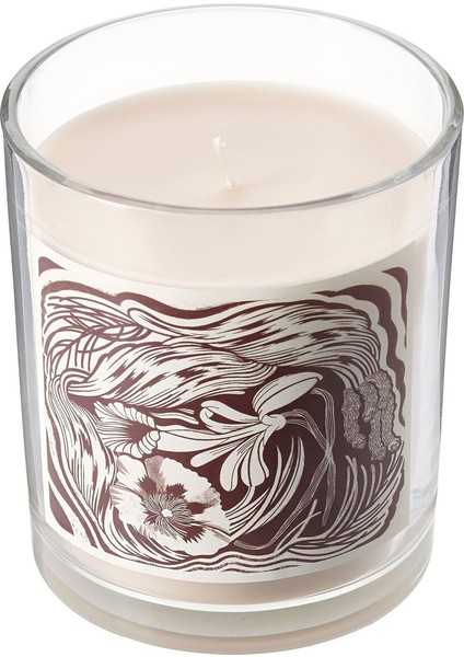 Cam Kapta Kokulu Mum, Açık Bej, 45 Saat, Dumanlı Vanilya, 10CM