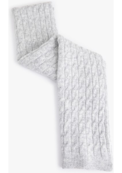 Örgü Desenli Yumuşak Dokulu Uzun Atkı