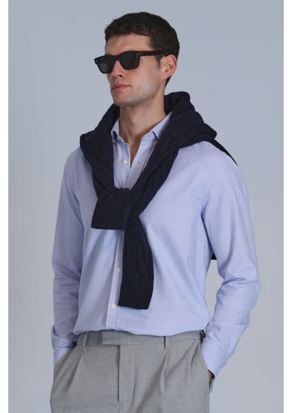 Frederik Erkek Basic Gömlek Slim Fit Açık Mavi