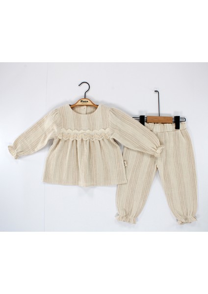 Dantel Detaylı %100 Pamuk Müslin Kumaş Bebek ve Çocuk Kız Ikili Takım fiyatları