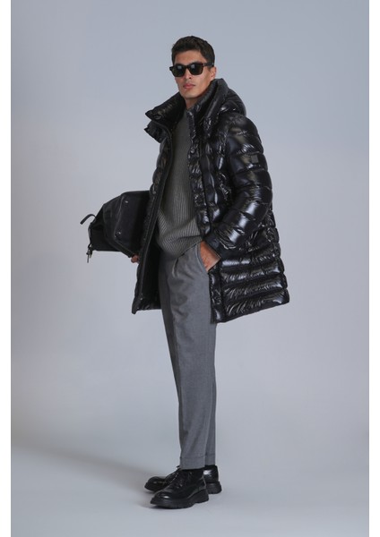 Albert Kaz Tüyü Erkek Mont Siyah