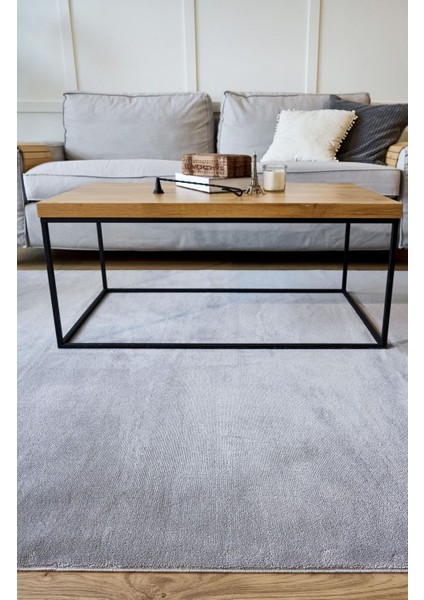 Yoga 5012 Gri - Kaymaz Yıkanabilir Halı | Yumuşak Dokulu Düz Renk Halı