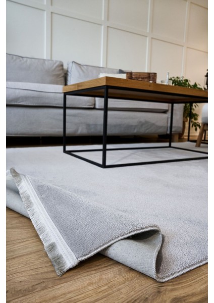 Yoga 5012 Gri - Kaymaz Yıkanabilir Halı | Yumuşak Dokulu Düz Renk Halı modelleri