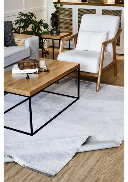 Yoga 5012 Gri - Kaymaz Yıkanabilir Halı | Yumuşak Dokulu Düz Renk Halı