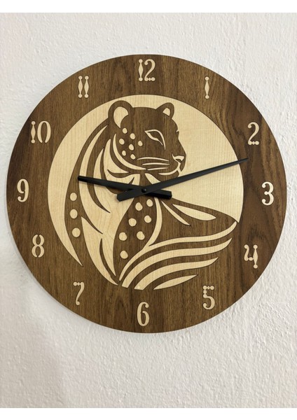 Safari Serisi - Leopar - Ahşap Duvar Saati - 40 cm (Çift Katmanlı Ahşap) fiyatları
