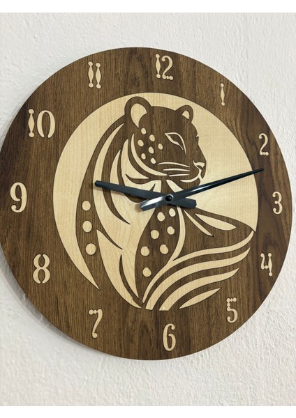 Safari Serisi - Leopar - Ahşap Duvar Saati - 40 cm (Çift Katmanlı Ahşap) modelleri