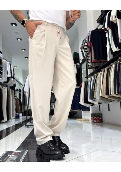Baggy Fit Pile Detaylı Erkek Pantolon