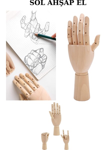 Eklemli Eskiz Mankeni 25 cm Sol El Mankeni: Sanatınızı Şekillendirin;
