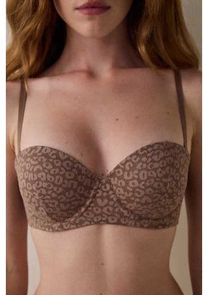 Açık Kahverengi Pop Up Dantelli Balenli Sütyen modelleri
