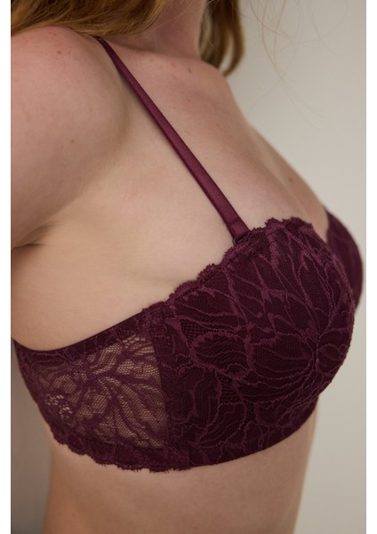 Bordo Affordable Lotus Balenli Dolgusuz Toparlayıcı Straplez Sütyen fırsatları