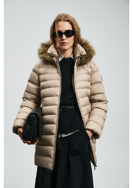 Elıt Kaz Tüyü Kadın Mont Siyah