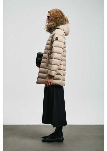 Elıt Kaz Tüyü Kadın Mont Siyah