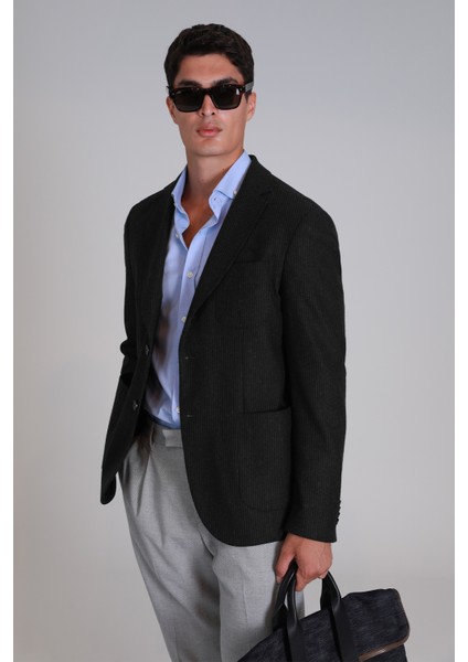 Dor Spor Erkek Blazer Ceket Slim Fit Siyah