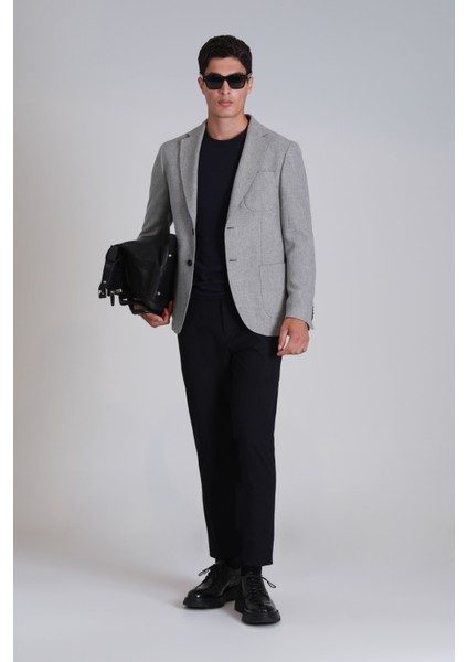 Daniel Spor Erkek Blazer Ceket Slim Fit Açık Gri