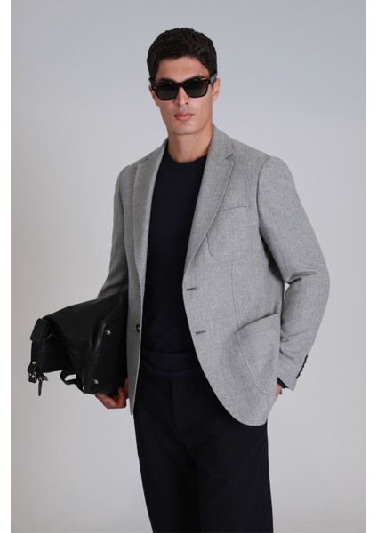 Daniel Spor Erkek Blazer Ceket Slim Fit Açık Gri