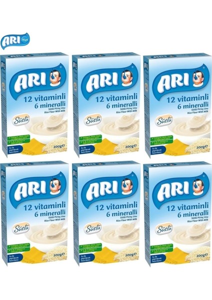 Mama Pirinç Unu 200GR Sütlü 12 Vitaminli 6 Mineralli (6 Lı Set)