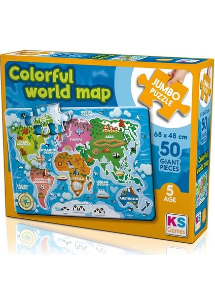 Nessiworld Ks Games Colorful World Map 50 Parça Puzzle