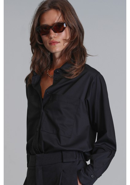 Darrel Kadın Gömlek Regular Fit Siyah