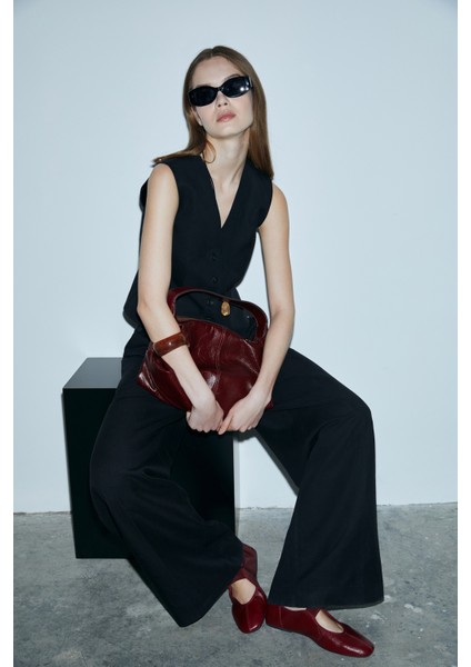 Asıa Kadın Lyocell Karışımlı Keten Pantolon Siyah