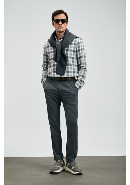 Quel Erkek Basic Gömlek Regular Fit Gri