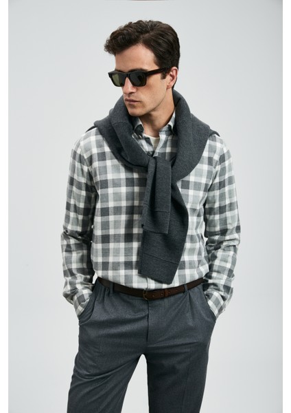 Quel Erkek Basic Gömlek Regular Fit Gri
