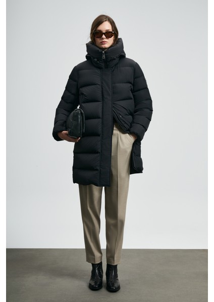 Olıvıa Kaz Tüyü Kadın Mont Siyah