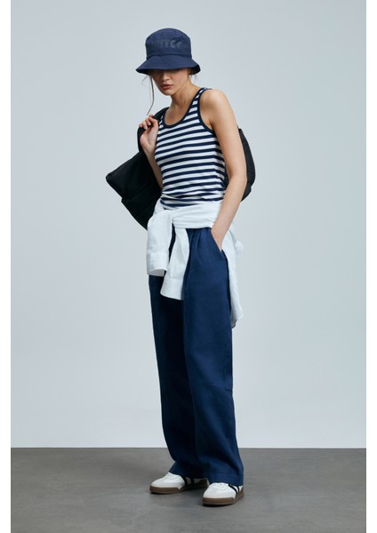 Lelan Kadın Pamuklu T- Shırt Lacivert