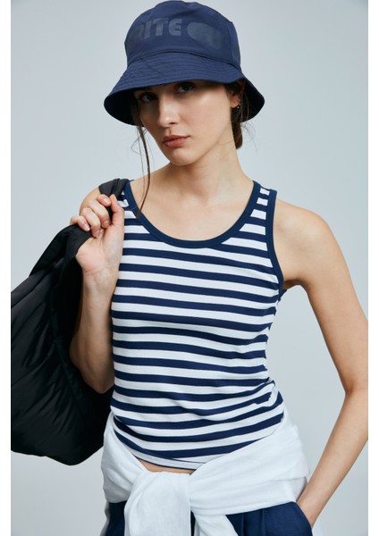 Lelan Kadın Pamuklu T- Shırt Lacivert