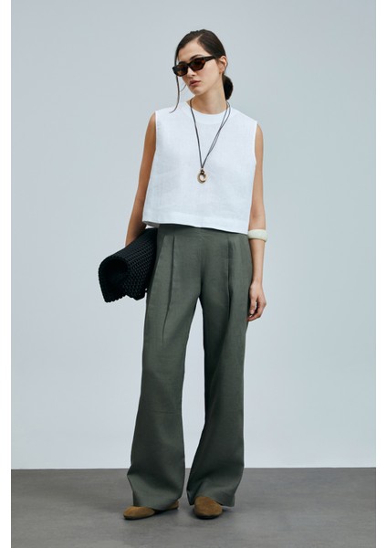 Hestıa Kadın Keten Pantolon Haki