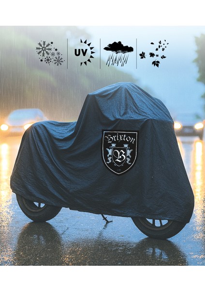 Brixton Glanville 250 x Motor Branda Siyah Su Geçirmez Logolu Motosiklet Brandası