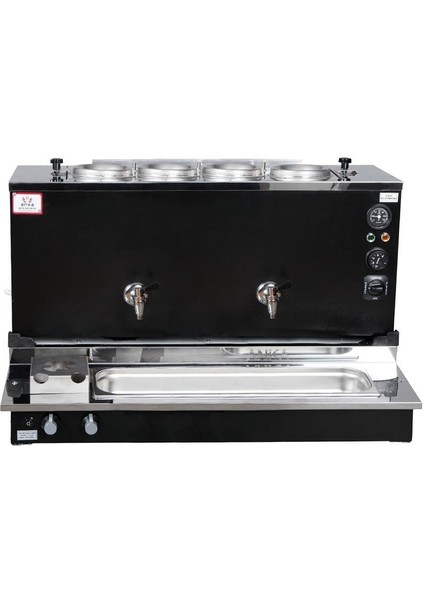 Pro Plus Otomatik Çay Kazanı 4 Demlikli 40 Litre Siyah Doğalgaz+Elektrik