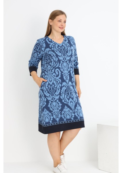Kadın Büyük Beden Truvakar Kollu Cepli Likralı V Yaka Elbise fiyatları