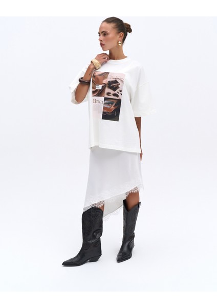 Chocolate Oversize Beyaz T-Shirt