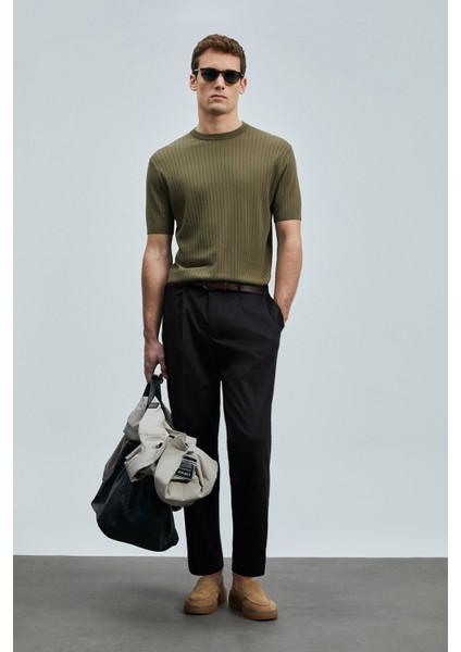 Albert Smart Erkek Chino Pantolon Comfort Pileli Siyah