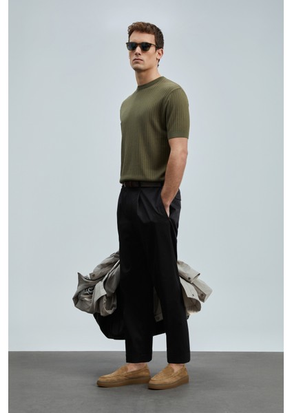 Albert Smart Erkek Chino Pantolon Comfort Pileli Siyah