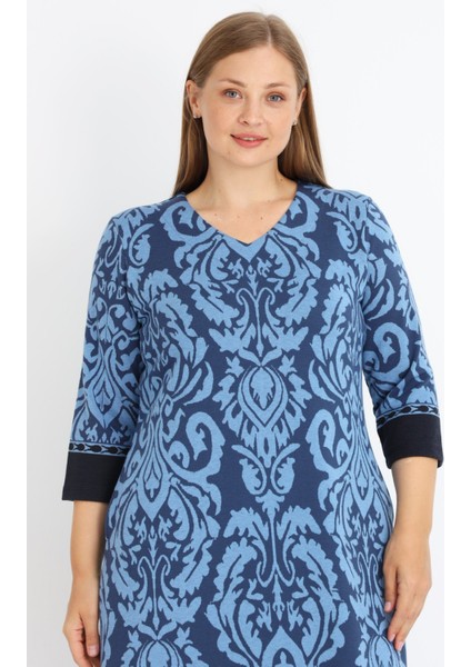 Kadın Büyük Beden Truvakar Kollu Cepli Likralı V Yaka Elbise indirimleri