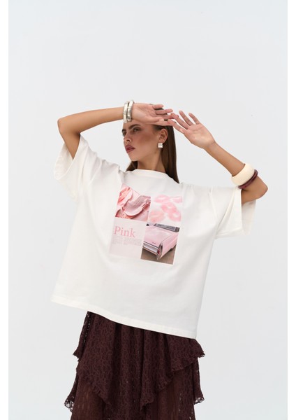 Ice Cream Oversize Beyaz T-Shirt
