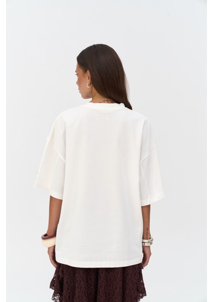 Ice Cream Oversize Beyaz T-Shirt fırsatları