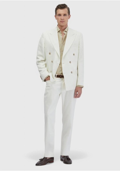 Ekru Zeroweight Slim Fit Keten Karışımlı Ceket fiyatları