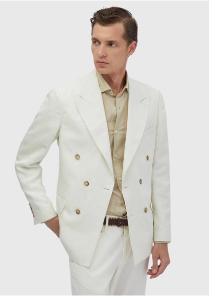 Ekru Zeroweight Slim Fit Keten Karışımlı Ceket fırsatları