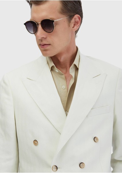 Ekru Zeroweight Slim Fit Keten Karışımlı Ceket indirimleri