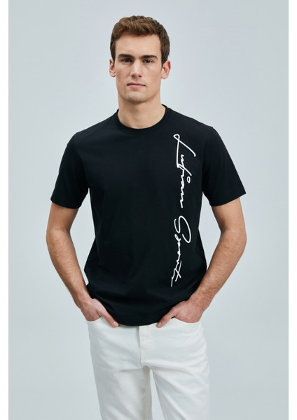 Justın Modern Grafik T- Shirt Siyah