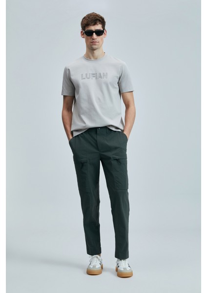 Logolu Streç Pamuklu Regular Fit Bisiklet Yaka T Shirt Erkek T Shirt 111020240